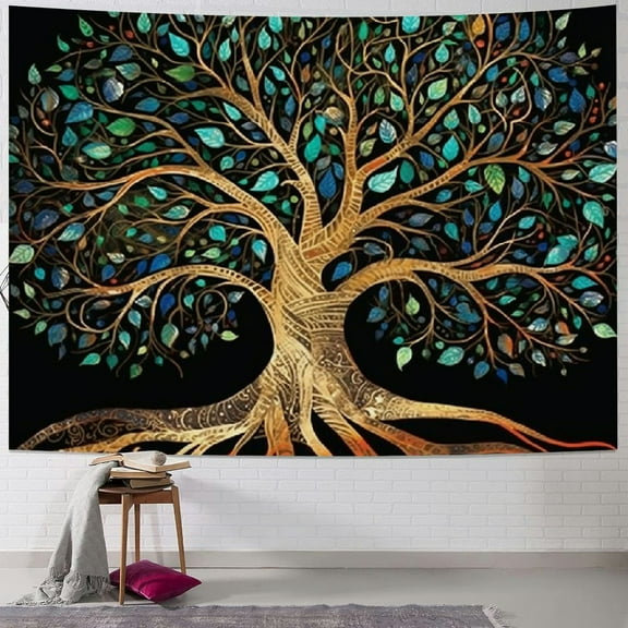 PRATYUS Life Tree Tapestry Wall Hanging - Bohemian Hippie Wishing Tree Tapestries Psychedelic Wall Carpet Mystic Aesthetic Wall Tapestry for Living Room Bedroom 60x50inch