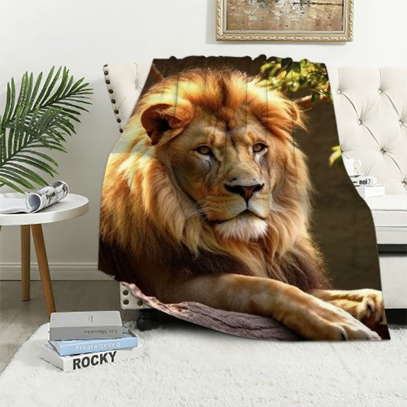 PRATYUS Lion Tree Throw Blanket for Couch Sofa Bed Office Decor All Seasons Lightweight Soft Blanket 40x50in