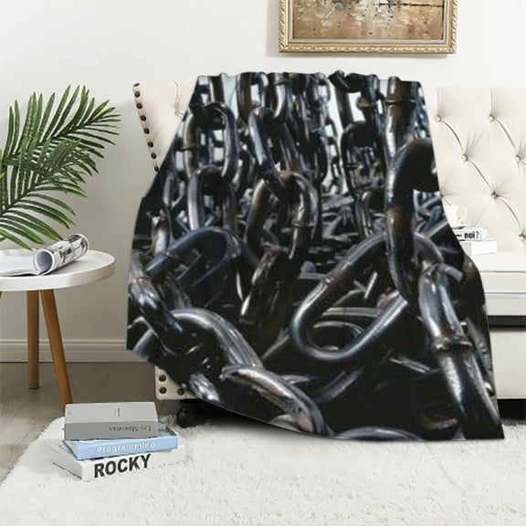 PRATYUS Metal Chains Blanket Throw, Machine Washable Flannel Throw Blanket for Bed Couch Sofa Chair, Super Soft Fuzzy Cozy Printed Blanket for Kids Boys Girls 50x60in