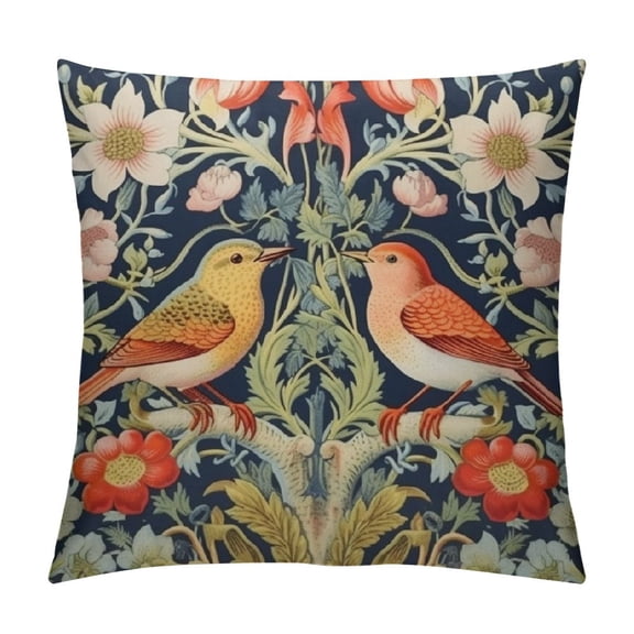 PRATYUS Mexican Otomi Throw Pillow Covers, Boho Bird Pillow Covers, Colorful Floral Bohemian Bright Yellow Green Exotic Cushion Covers, Wild Animals Botanical Decorative Pillow Covers 12x12in