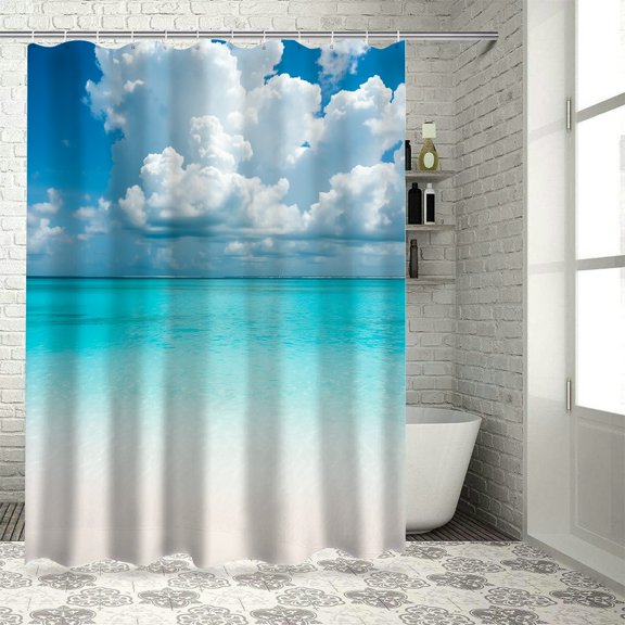 PRATYUS Minimalism Clouds Ocean Waterproof Shower Curtain for Home Bathrooms 152x180cm