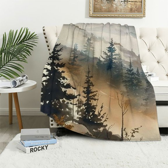 PRATYUS Misty Mountain Throw Blanket Cozy Soft Fuzzy Plush Home Decor All Seasons Long-lasting Blanket 50x60in