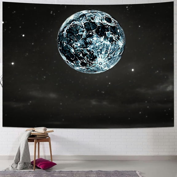 PRATYUS Moon Starry Night Tapestry for Bedroom Aesthetic, Tapestry Wall Hanging Space Galaxy Stars Wall Covering Decor Tapestries for Living Room Dorm 40x30inch