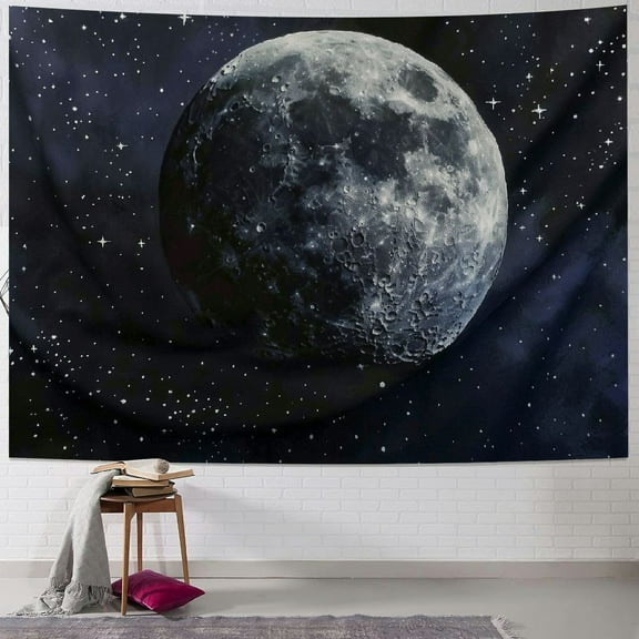 PRATYUS  Moon Tapestry Tapestry Starry Night Sky Stars Tapestries Wall Hanging for Bedroom College Dorm Living Room Aesthetic Decoration 40x30inch