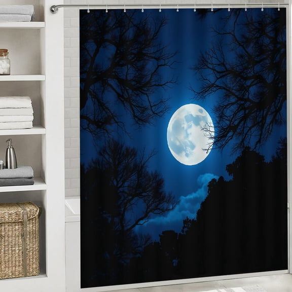 PRATYUS Moonlight Waterproof Bathroom Shower Curtain 70.8x70.8 Inches White
