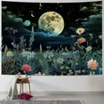 thumbnail image 1 of PRATYUS  Moonlit Garden Tapestry Moon Tapestry Flower Tapestry Colorful Plants Tapestry Black Tapestry Floral Tapestry Wall Hanging Decor for Room 40x60inch, 1 of 6