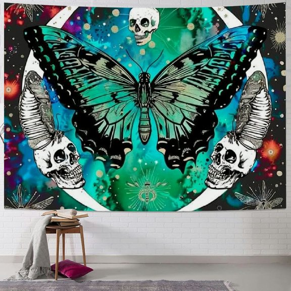 PRATYUS Moth Moon Phase Tapestry Witchy Tapestry Black and White Wall Hanging Party Decorations Bedding Wall Blanket Home Decor for Bedroom Living Room Dorm  Painting