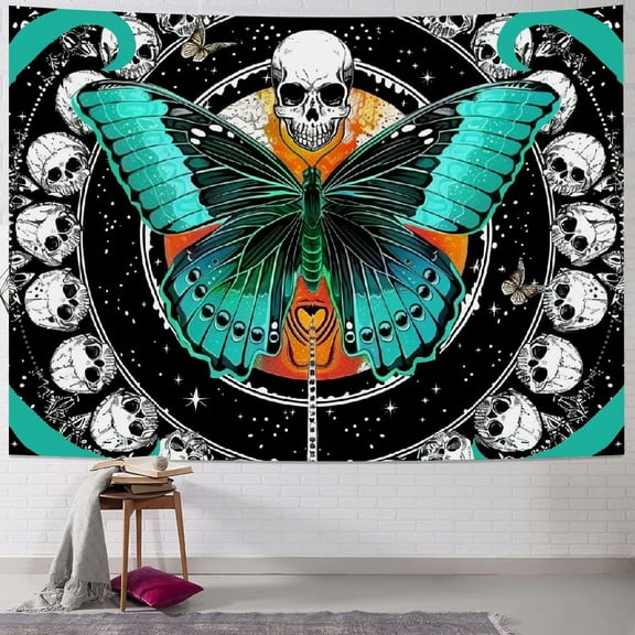 PRATYUS Moth Moon Phase Tapestry Witchy Tapestry Black and White Wall Hanging Party Decorations Home Decor for Bedroom Living Room Dorm Multi Size Painting