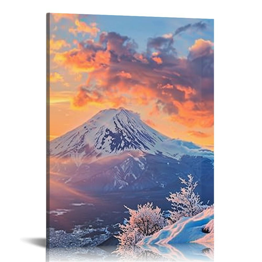PRATYUS Mount Fuji Canvas Wall Art Kyoto Cherry Blossom Japanese ...