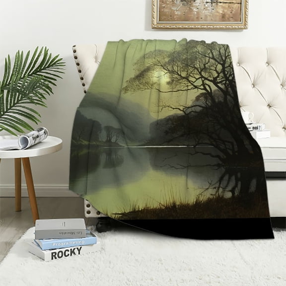 PRATYUS Mountain Lake Tree Cozy Throw Blanket for All Seasons - Soft Plush Blanket for Bedroom, Living Rooms, Sofa, Couch - Long-Lasting Comfort and Elegance 40x50in