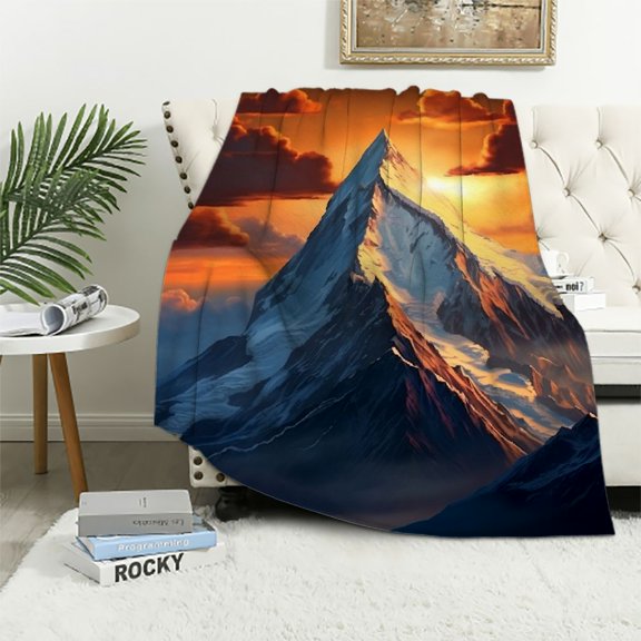PRATYUS Mountain Peak Sunset Clouds Cozy Throw Blanket for All Seasons Lightweight Anti-Wrinkle Long-Lasting Blanket 40x50in