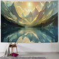 thumbnail image 1 of PRATYUS  Mountain Tapestry, Sunrise Scenario of Meadows Featuring Groovy Mounts with Lake Clouds,Wall Hanging Decor for Bedroom Living Room Dorm, Peach Fawn Painting, 1 of 6