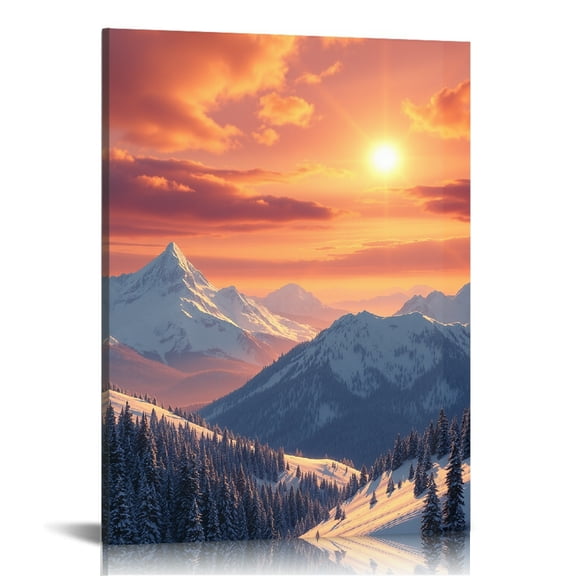 PRATYUS Mountains Sunset Colorful Sky Wall Art Canvas Prints 12x16in