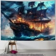 thumbnail image 1 of PRATYUS Nautical Tapestry Decor Ghost Sailboat Wall Art Fantasy Ocean scenery Nautical pirate ship Wave Sailing moon Wall Hanging Tapestries Decor Bedroom Living Room Dorm Painting, 1 of 6