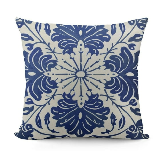 PRATYUS Navy Blue Ethnic Boho Pillow Covers 20 X 20 Inch Bohemian Carpet Style Vintage Navy Flower Print Decorative Throw Pillows Outdoor Square Cushion Case Farmhouse Decor for Home Sofa Bed