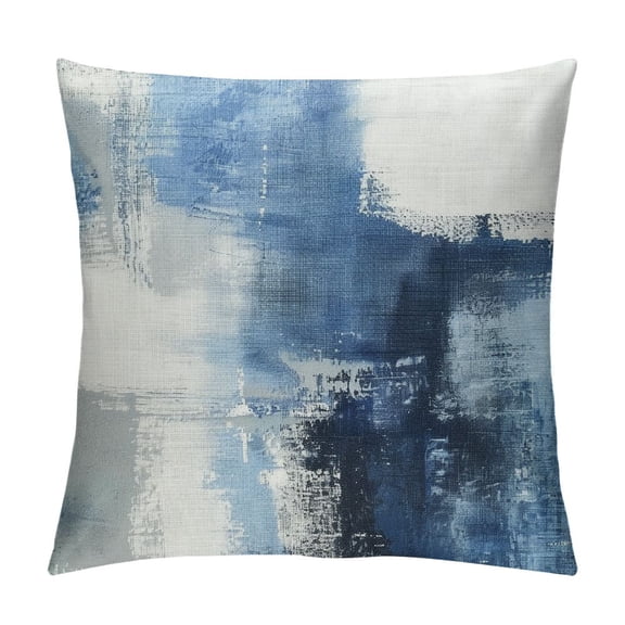 PRATYUS Navy Blue Grey Throw Pillow Covers, Gray White Modern Abstract Art Painting Throw Pillows for Couch, Blue Pillow Covers Square Cushion Cover Gift for Couch Sofa 12x12in