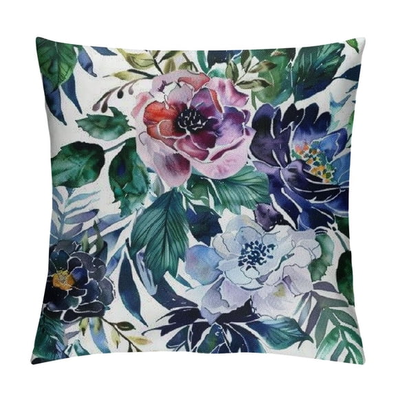PRATYUS Navy Blue Throw Pillow Covers Floral Roses Flower White Grey Pillows Decorative Throw Pillows Modern Quote Spring Cushion Case for Couch Bed Sofa 12x12in
