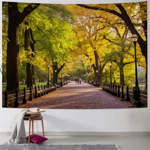 PRATYUS New York City Autumn Tapestry, View from Central Park in New York City Large Wall Hanging Tablecloths Mural Decoration Psychedelic Tapestry Bedroom Living Room Dorm 50x40inch