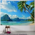 thumbnail image 1 of PRATYUS Ocean Beach Tapestry Tropical Seaside Island Palm Tree Waves Wall Tapestry Summer Hawaii Paradise Landscape Wall Hanging Wall Art for Living Room Bedroom Home Decor Painting, 1 of 6
