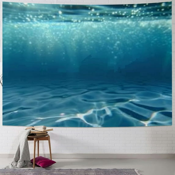 PRATYUS Ocean Wall Hanging Tapestry,Bright Gravelly Bottom and Wavy Surface Tropical Seascape Underwater Picture Wall Hanging Tapestry for Bedroom Living Room Dorm Painting