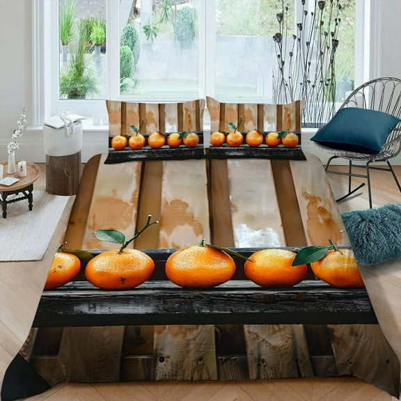 PRATYUS Orange 3-Piece Bedding Set High Quality Sleep Peach Skin Velvet Bedroom Guest Room 87x68in