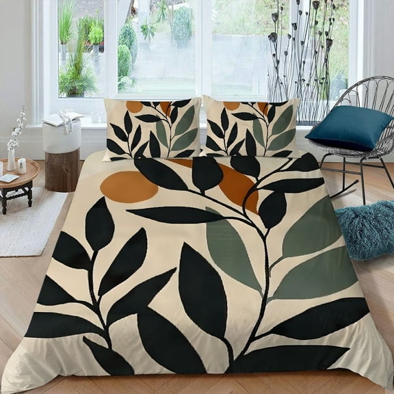 PRATYUS Organic Painting 3-Piece Bedding Set (Single-Sided Print) Comfortable and Breathable Peach Skin Velvet Bedroom; Guest Room 87x68in