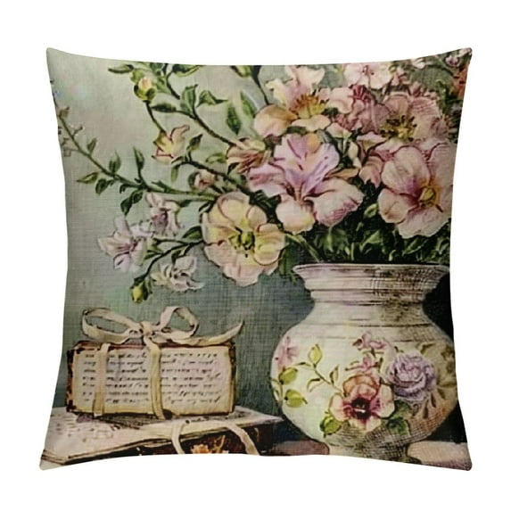 PRATYUS Outdoor Spring Summer Floral Throw Pillow Cover European Vintage Hydrangea Flower Bouquet Blossom Botany Petals Pillow Cover Home Sofa Pillow Case 12x12in