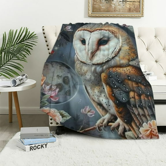 PRATYUS Owl Blanket Throw Blanket Fuzzy Soft Blanket Flannel for Couch, Bed, Sofa Ultra Luxurious Warm and Cozy for All Seasons 40x50in