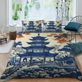 thumbnail image 1 of PRATYUS Pagoda Bird 3-Piece Bedding Set Lightweight and Soft Peach Skin Velvet Bedroom Guest Room Decor 87x68in, 1 of 8