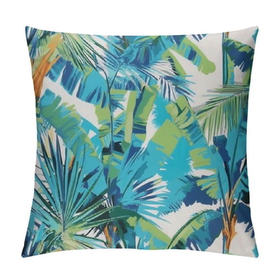 PRATYUS  Palm Leaf Throw Pillow Cover, Tropical Summer Print with Palm Abstract Nature Pattern Fantasy Dream, Square Cushion Covers Decor for Bed Couch Sofa 22x22in