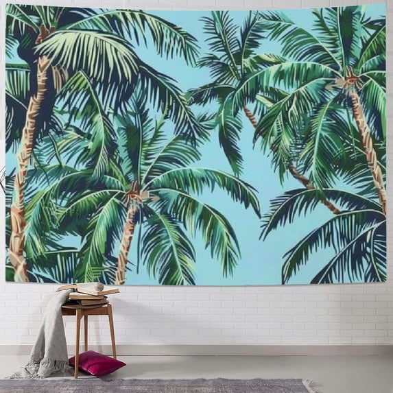 PRATYUS Palm Tree Green Leaf Tapestries Multi Size Tropical Jungle Tree with Fruits Nature Plants Tapestry for Bedroom Aesthetic Home Decor Backdrop Men Women Dorm Wall Tapestry Painting