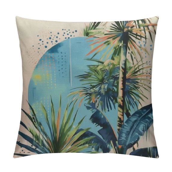 PRATYUS Palm Tree Leaf Throw Pillow Case Summer Retro Vintage Pillow Cushion Covers Home Sofa Decorative 18x18in