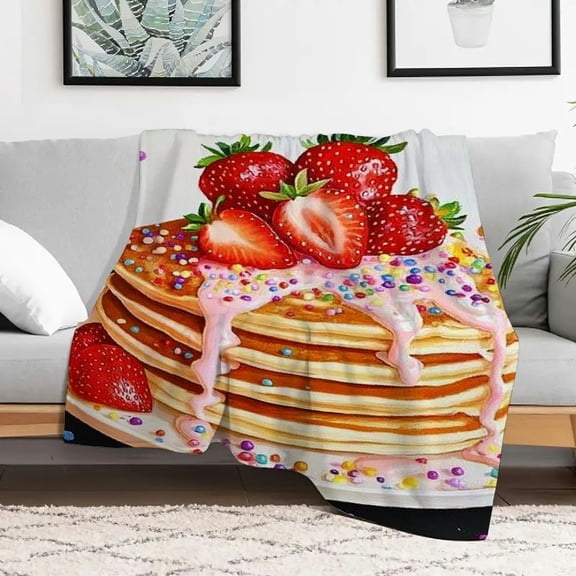 PRATYUS Pancakes Strawberries Sprinkles Flannel Blanket for All Seasons 30x40in