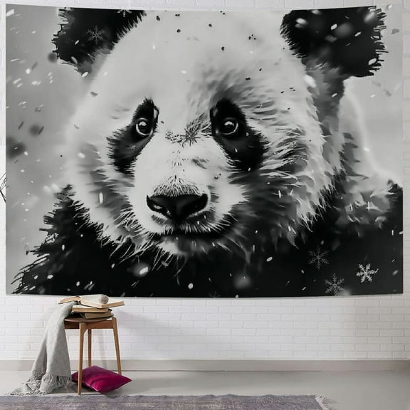PRATYUS Panda Watercolor Style White Background Tapestry Funny Tapestry for Bedroom Teen Girl Dorm Wall Art College Wall Decor 40x30inch