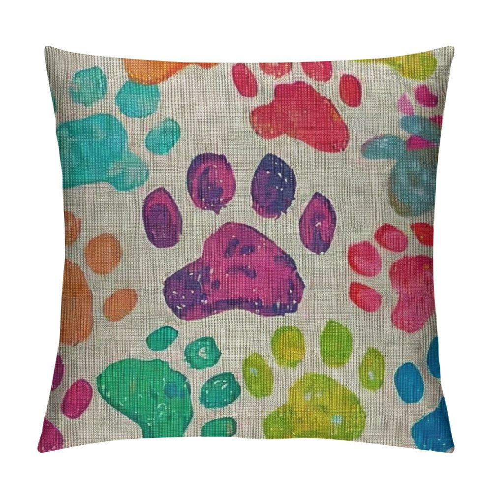 PRATYUS Paws Throw Pillow Cover Dog Paw Cute Print Puppy Footprint