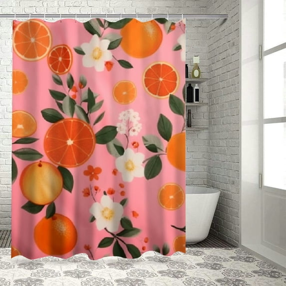 PRATYUS Peach Shower Curtains for Bathroom Decor - Pink Bathroom Shower Curtain Fabric Orange Bathroom Decor Curtains with Hooks - Colorful Shower Curtain Waterproof Curtains Floral 36x72