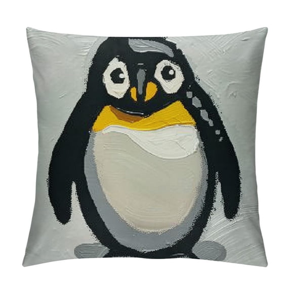 PRATYUS Penguin Throw Pillow Covers Square Cushion Case Printed Decorative for Couch Sofa Car Living Room White