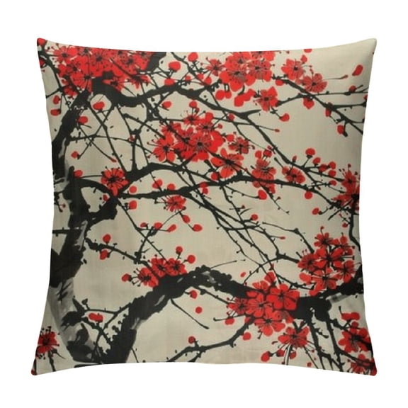 PRATYUS  Pillow Covers Spring Pattern Cherry Blossoms Throw Pillow Covers Cases for Couch Sofa Bed Home Decor White