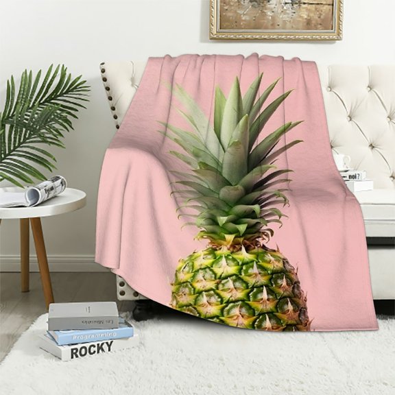 PRATYUS Pineapple Flannel Throw Blanket for Sofa Couch, Cozy and Long-Lasting All Seasons Blanket, Multi-Functional Travel Outdoor Blanket, Perfect Gift Idea 50x60in
