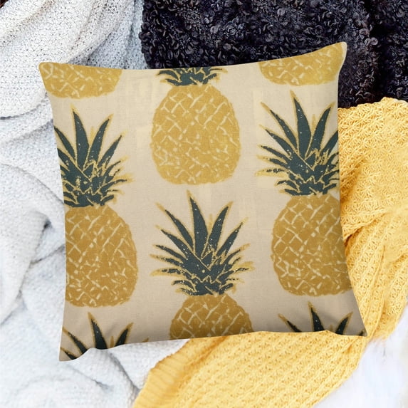 PRATYUS Pineapple Pattern Gold Pineapples Square Pillow Case 24x24in