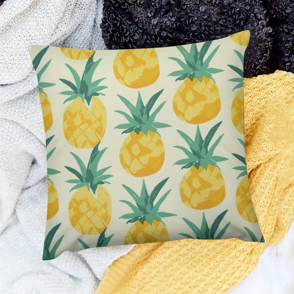PRATYUS Pineapple Pattern Square Cushion Cover for Home Sofa Couch 24x24in