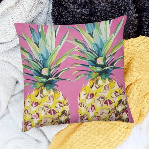 PRATYUS Pineapples Throw Pillow Cover for Home Sofa Couch Decor 24x24in