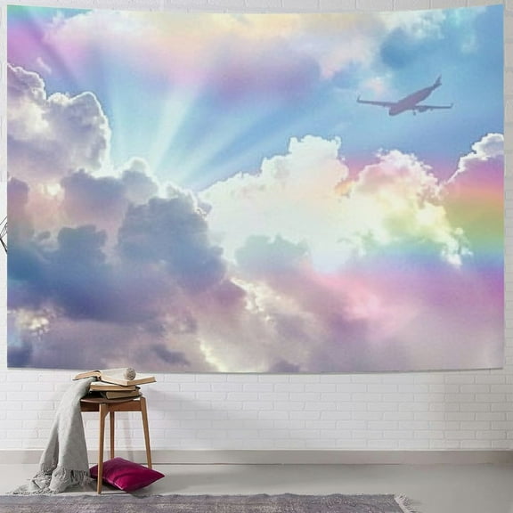 PRATYUS Pink Cloud Wall Tapestry for Girls Bedroom Decor, Abstract Colorful Sky Clouds Natural Landscape Tapestry Wall Art Hanging for College Dorm Home Girly Teen Party Backdrops 40x30inch