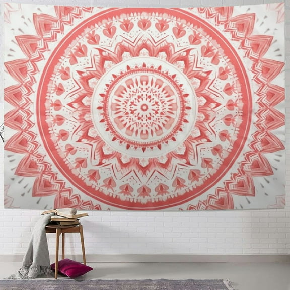 PRATYUS Pink Mandala Tapestry Indian Hippie Bohemian Psychedelic Tapestries Women Wall Hanging for Bedroom Teen Girl 60x50inch