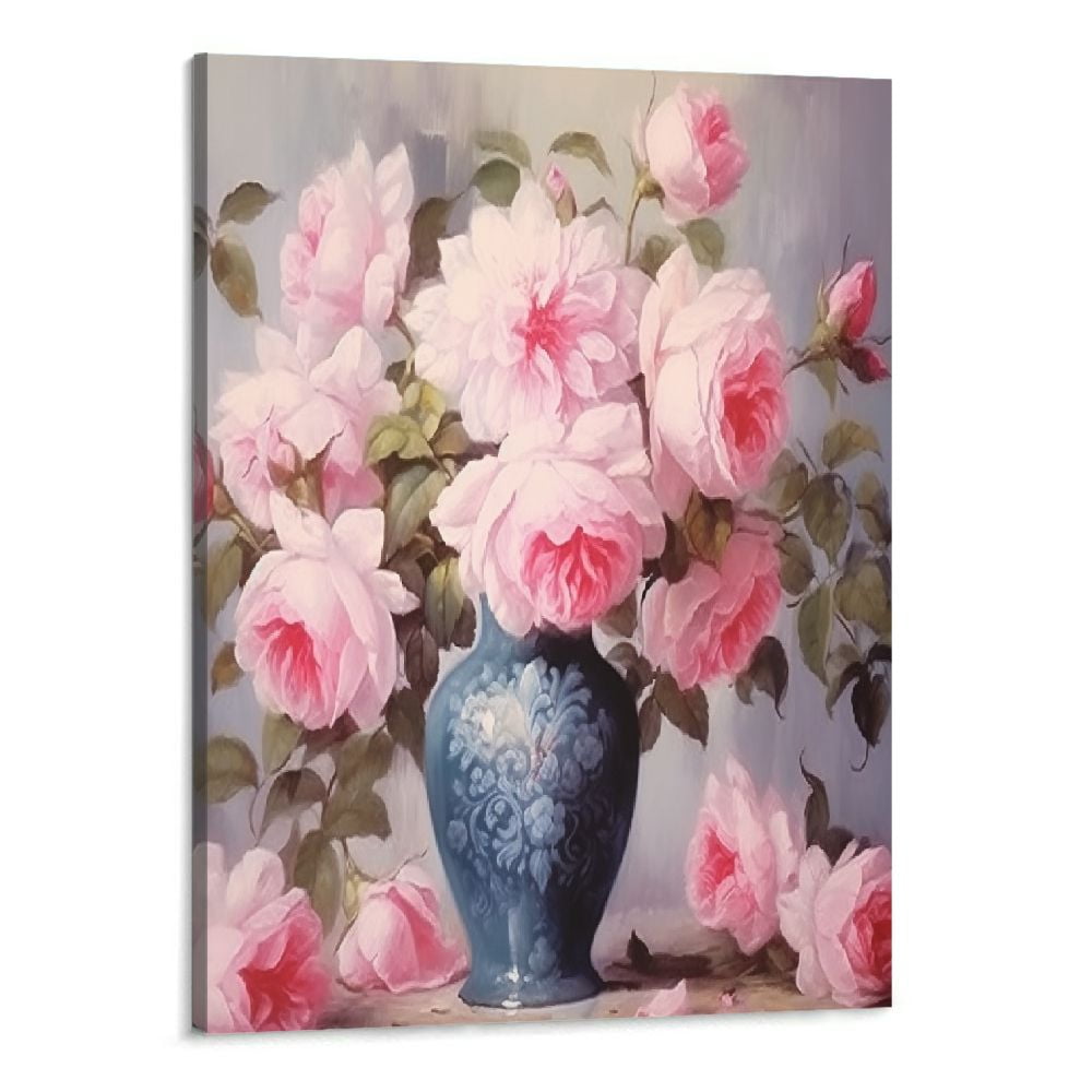 PRATYUS Pink Peony Canvas Wall Art Floral Pictures Wall Decor Flowers ...