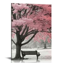 PRATYUS  Pink Tree Canvas Wall Art Pink and Grey Room Decor Cherry Blossom Wall Art Modern Art Framed Ready to Hang Living Room Wall Decor 12x16 in
