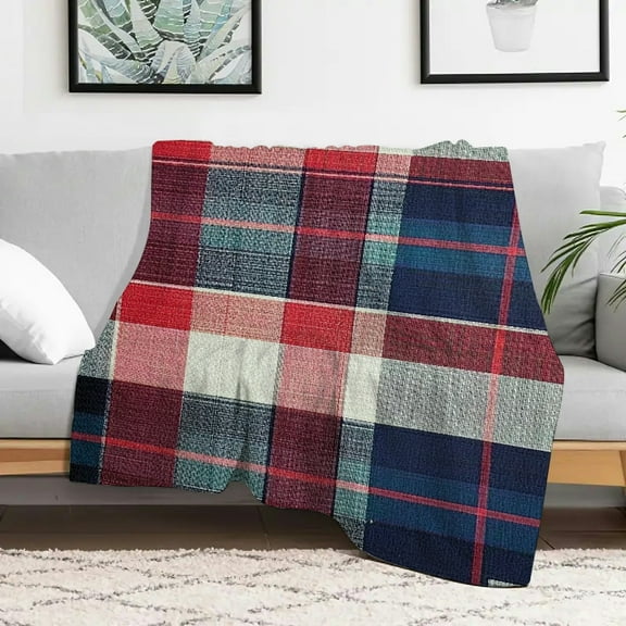 PRATYUS Plaid Fabric Flannel Blanket Soft Warm Lightweight Multi-Purpose 30x40in