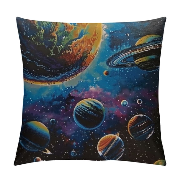 PRATYUS Planet Pillows Decorative Throw Pillow Cover Universe Outer Space Planets Star Pillow Case Cotton Linen Square Cushion Cover for Sofa Bedroom 12x12in