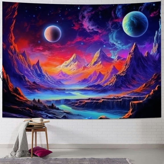 PRATYUS Planet Tapestry Mountain Tapestry Galaxy Space Tapestry Fantasy Landscape Tapestry Nature Plants Tapestry Wall Hanging Decor for Bedroom 40x60inch