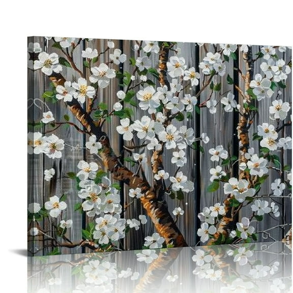 PRATYUS Plum Blossom Canvas Wall Art Brown Wall Decor Bedroom Pictures for Wall Over Bed Framed Artwork for Wall Modern Canvas Paintings for Wall Decorations Office Decor 16x12in